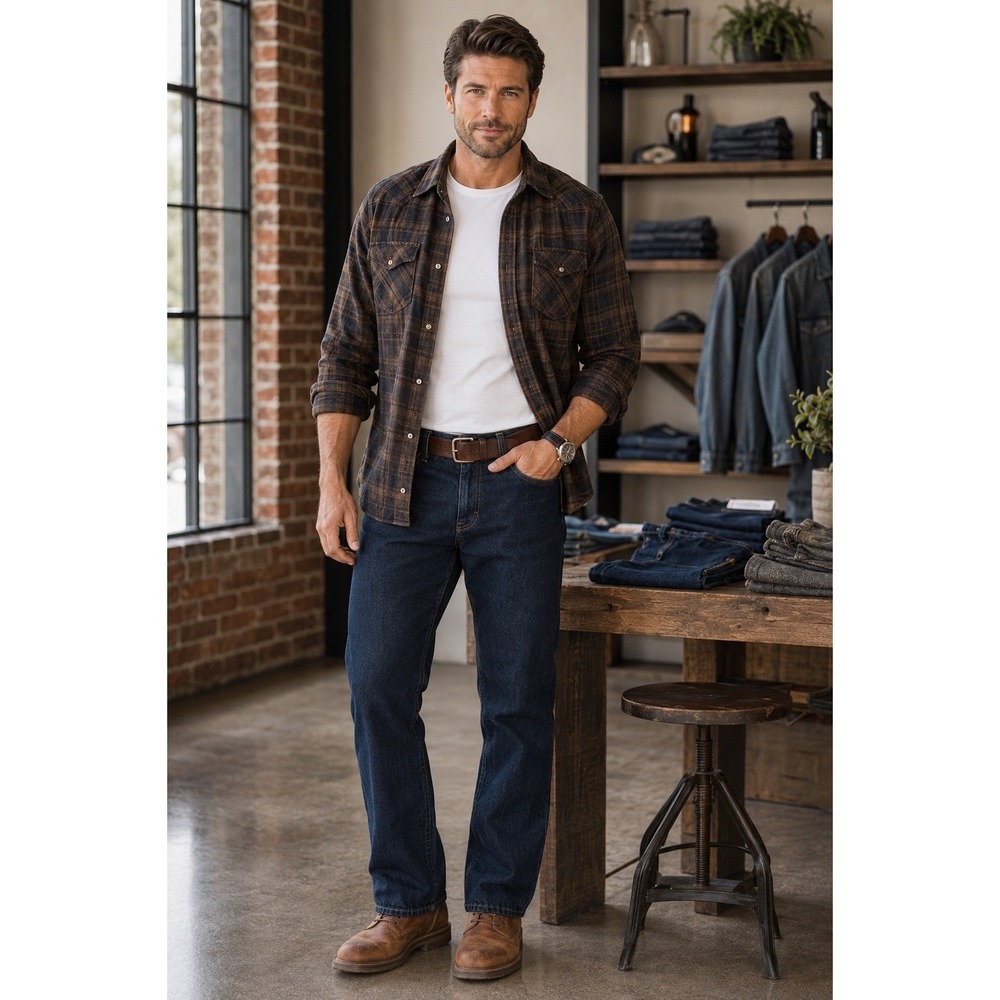 Rustler Dark Wash Relaxed Fit Straight Leg Jeans Men's 36x30 100% Cotton